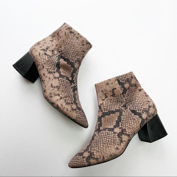 TOPSHOP Babe Snake Print Block Heel Ankle Boot - Picture 2 of 5